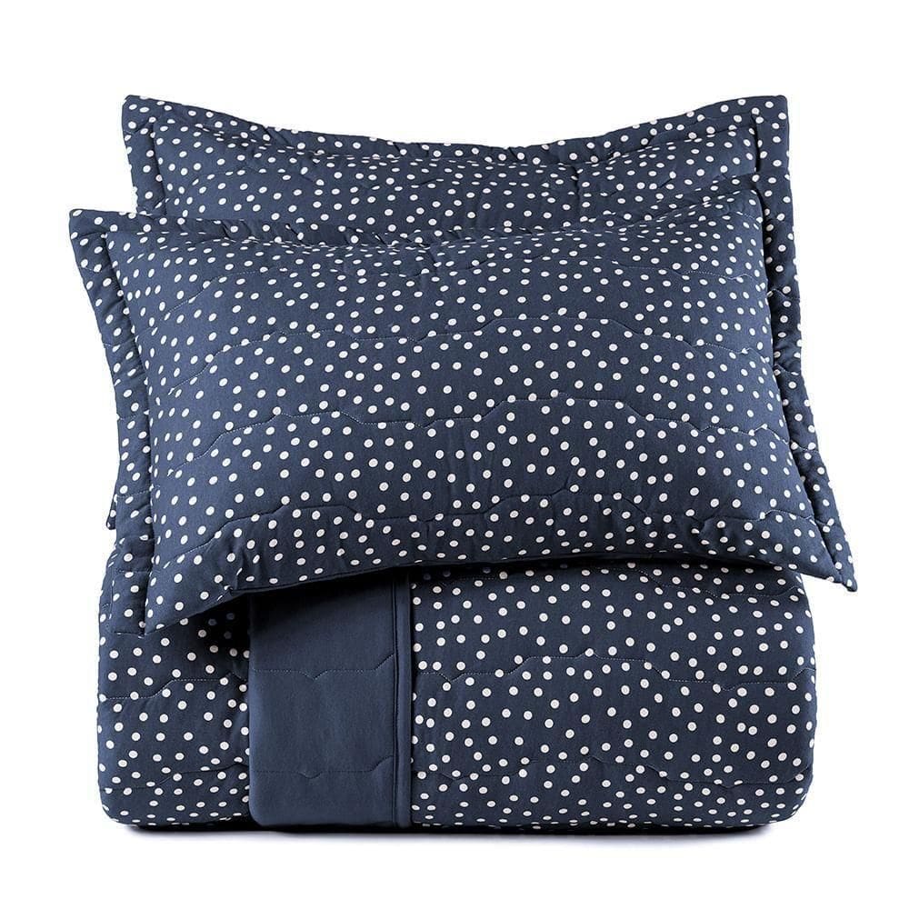 Jogo De Colcha King 3 Peças Altenburg Malha Fio Penteado Bits Marinho