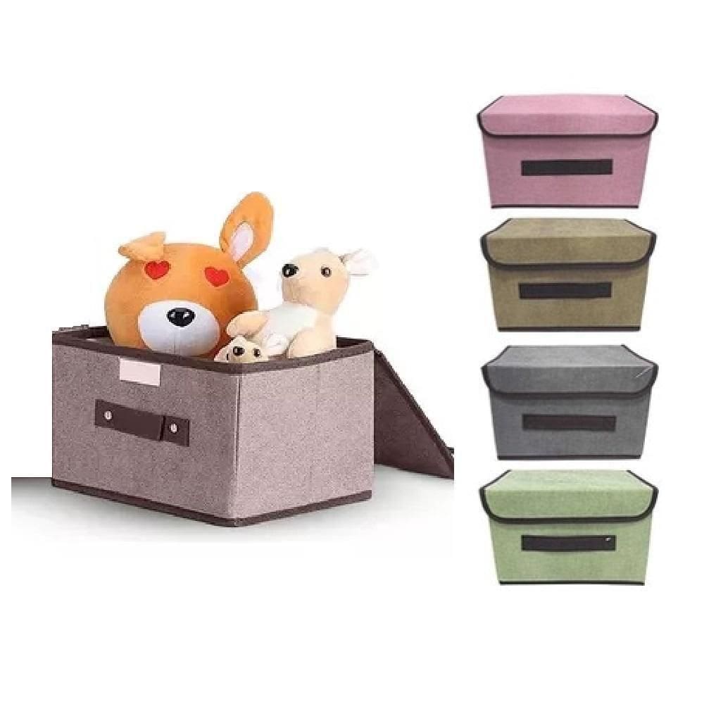 Caixa Dobravel Organizadora Porta Treco Brinquedo Multiuso Desmontavel Cesto Empilhavel Tecido Com Tampa Organização Gua