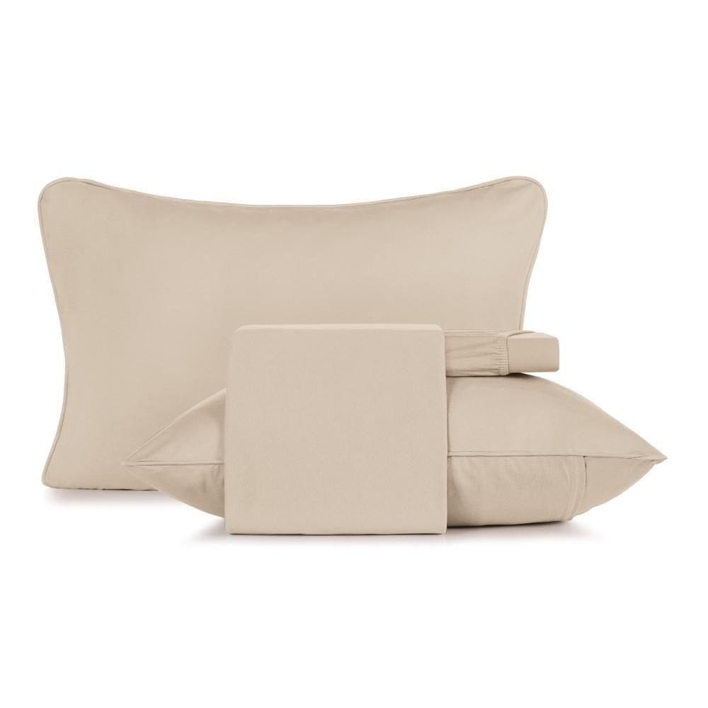 Jogo De Cama Casal 4 Peças Altenburg Malha Fio Penteado Bege Mocha