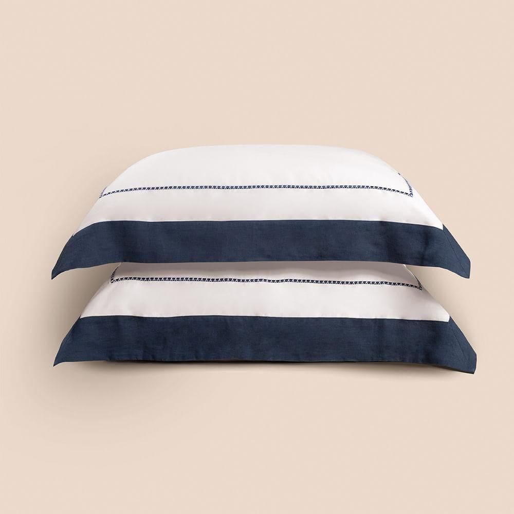 Jogo De Fronhas Altenburg Haus Algodão Egípcio E Linho Supremo Azul Intenso