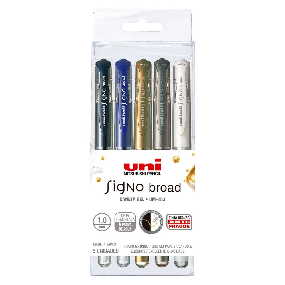 Caneta Gel Signo Broad 5 Cores 1.0mm Uniball