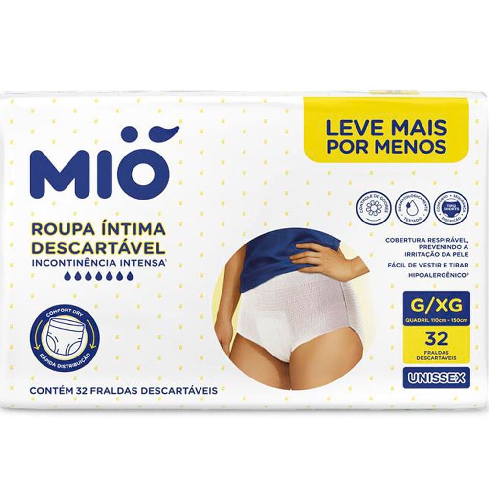 Roupa Intima Mio Adulto Unissex G/XG  com 32 Unidades Leve Mais Por Menos