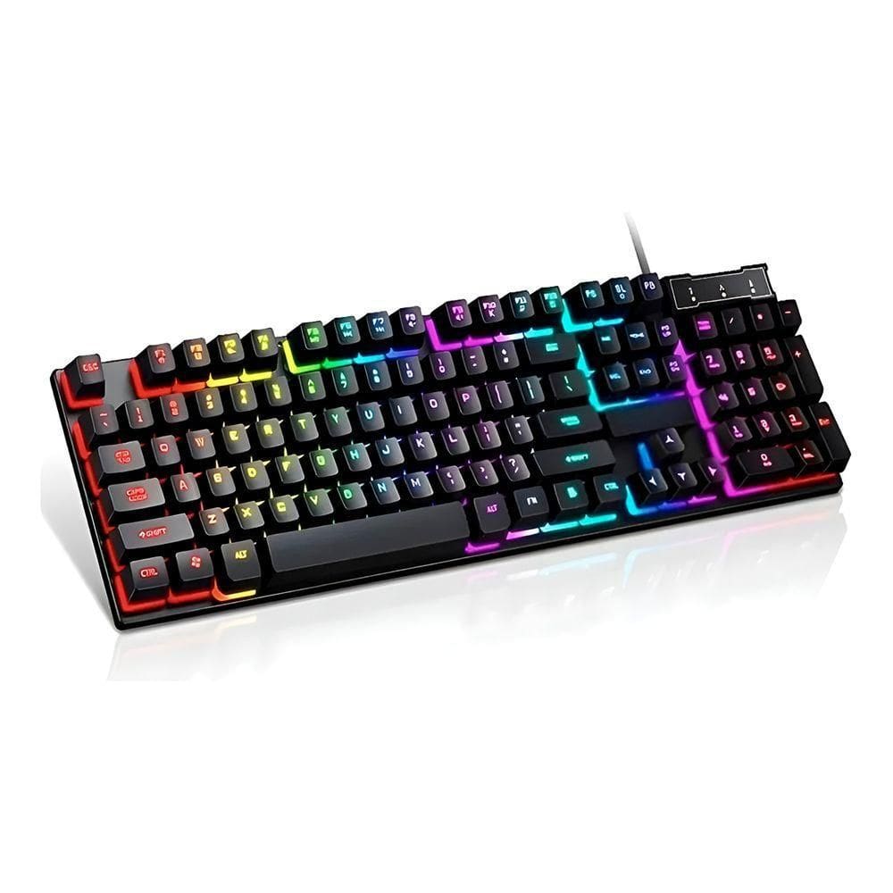 Teclado Gamer Semi-mecânico Rgb Abnt2 Com 12 Teclas Programáveis E à Prova De Respingo - Com Fio Anti Ghosting