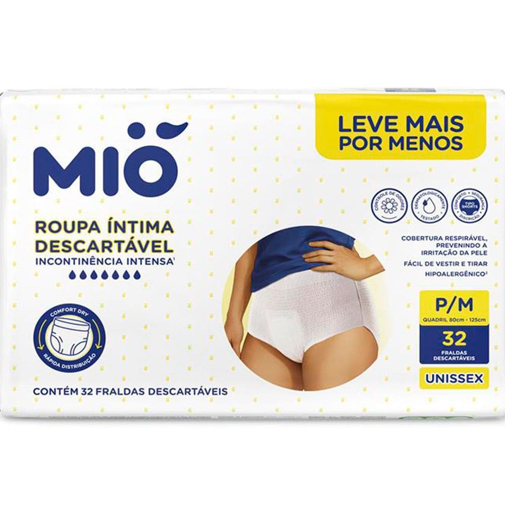 Roupa Intima Descartável Mio Adulto Unissex P/M com 32 Unidades Leve Mais Por Menos