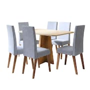 Conjunto Sala de Jantar Mesa 1,60m Moove 6 Cadeiras Linho Milano Viero