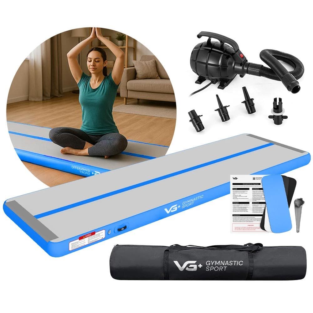 Tapete Colchão Ginástica Inflável 7 Metros com Bomba Elétrica Vg Plus Azul 110v