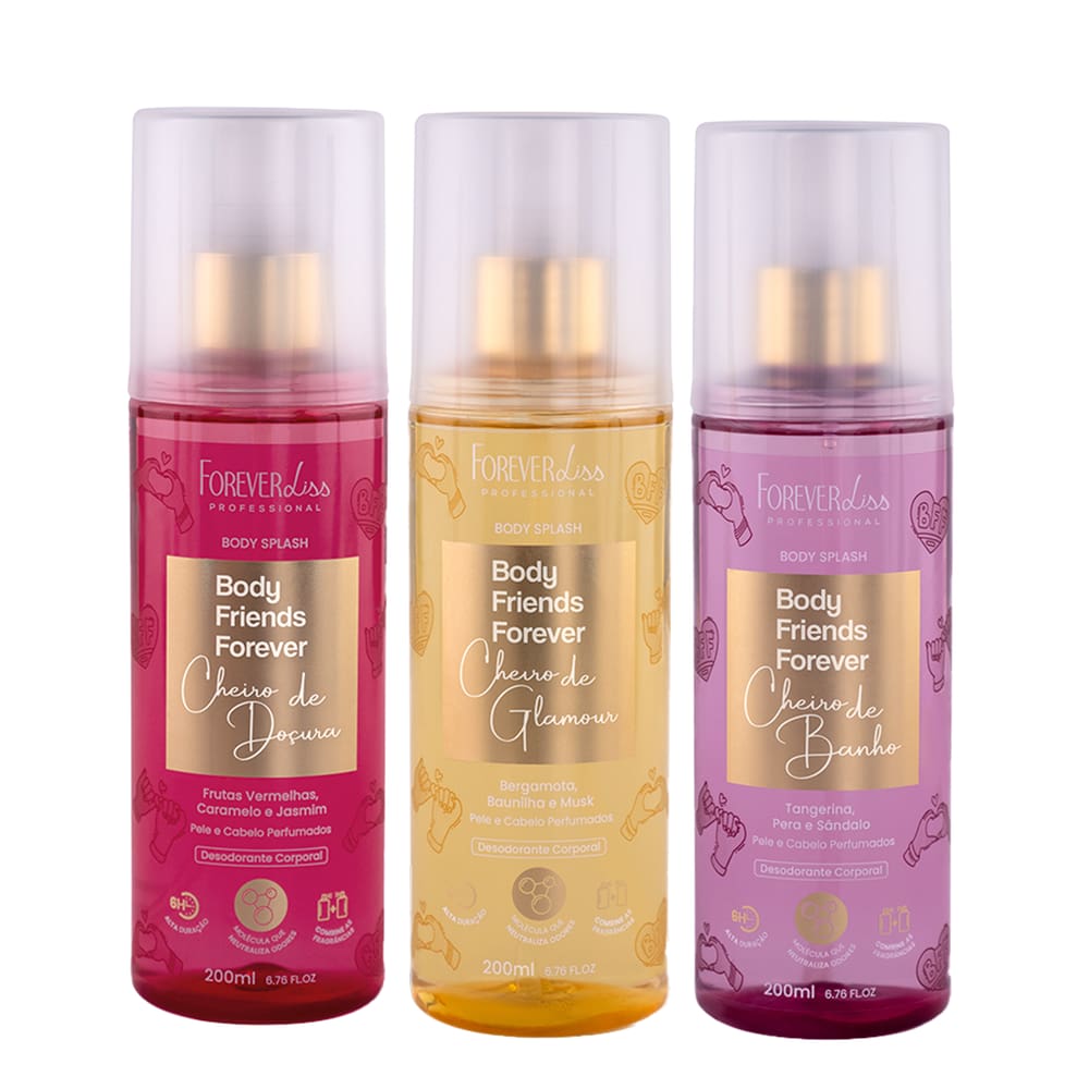 Kit 3 Body  Splashes Friends 200ml Forever Liss