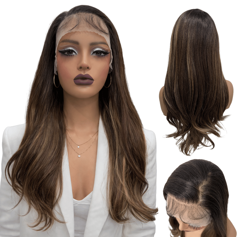 Peruca front lace 13x 60cm morena iluminada RHL4/33/22