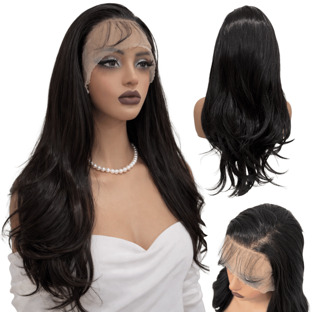 Peruca front lace 13x4 futura 60cm castanho escuro 2