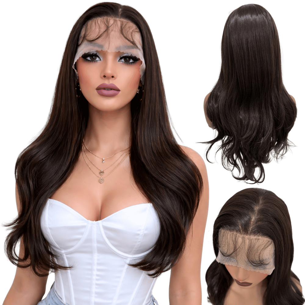 Peruca front lace 13x4 futura baby hair 60c castanho claro 4