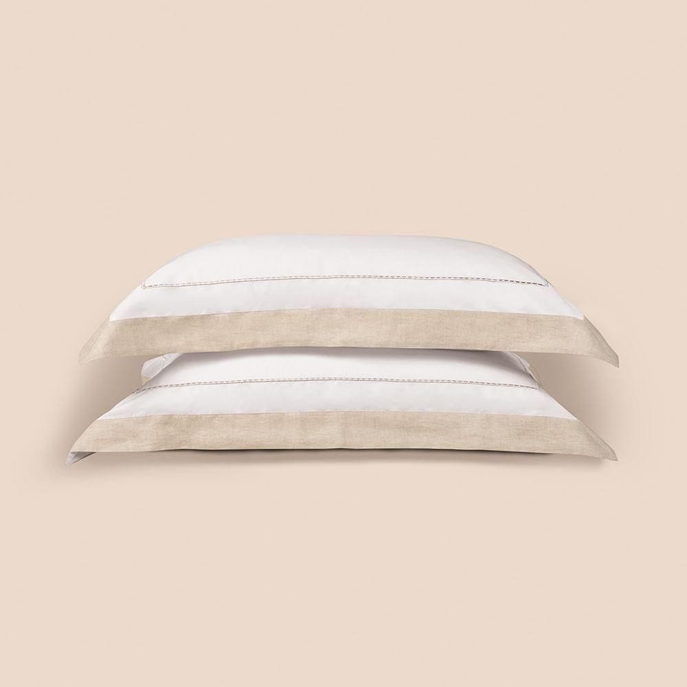 Jogo De Fronhas Altenburg Haus Algodão Egípcio E Linho Supremo Bege Instinto 50cm X 90cm