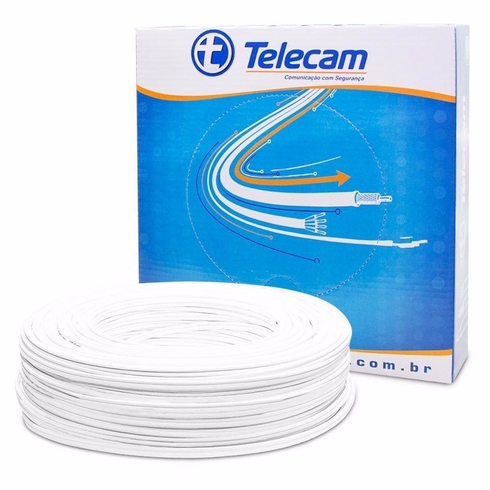 Cabo Coaxial 4mm Com 2 Vias Externas 80% Malha 100m Telecam