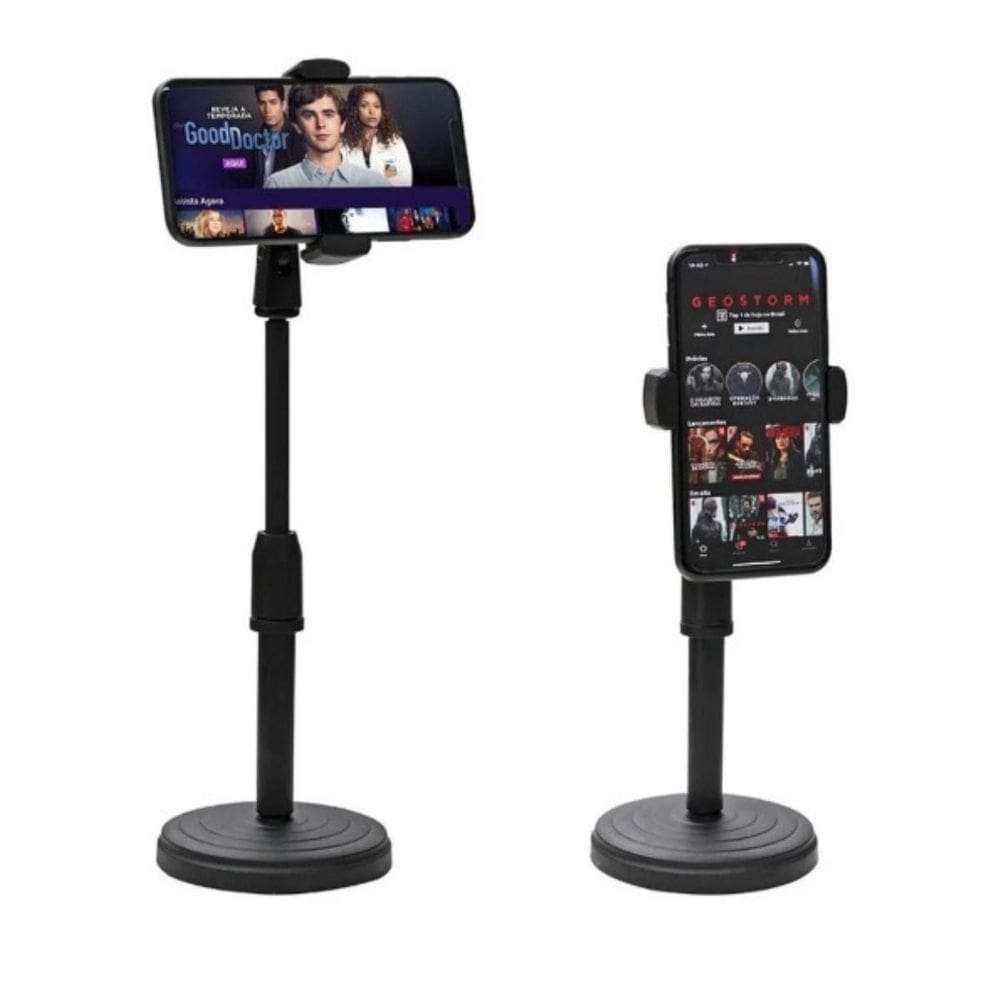 Suporte Para Celular De Mesa Com Tripé 360 Ajustável + Base