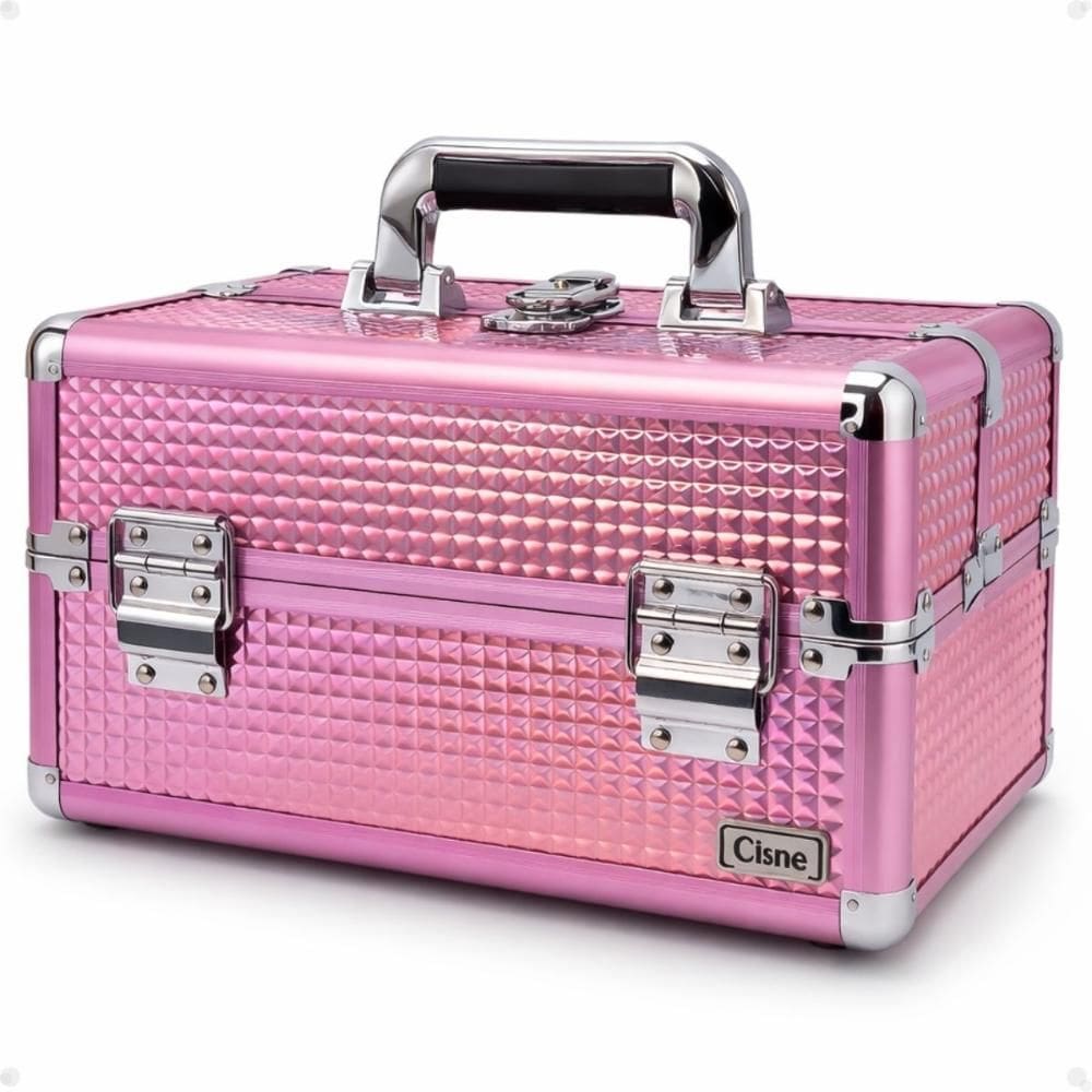 Maleta de Maquiagem Ruby´s Rosa e Prata com 2 Bandejas Csn-a160
