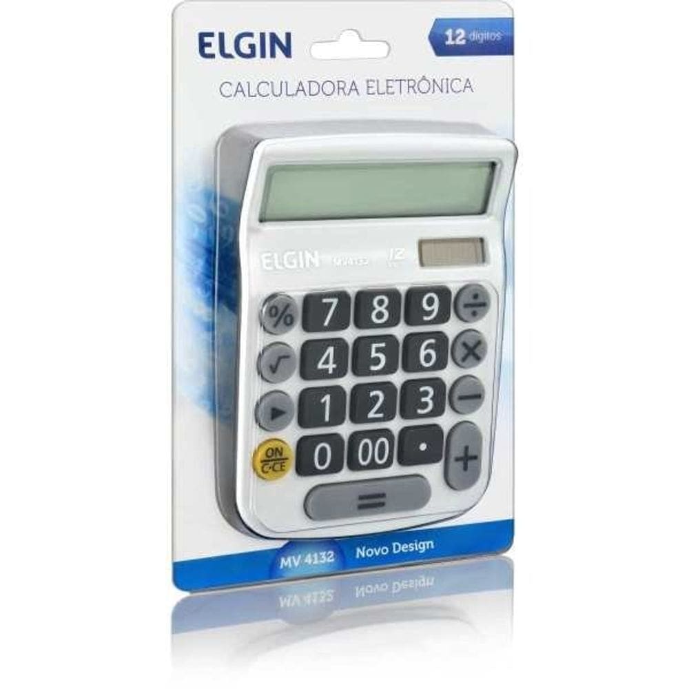 Calculadora de Mesa 12 Dig. Visor Lcd Solar/Bat Br Elgin