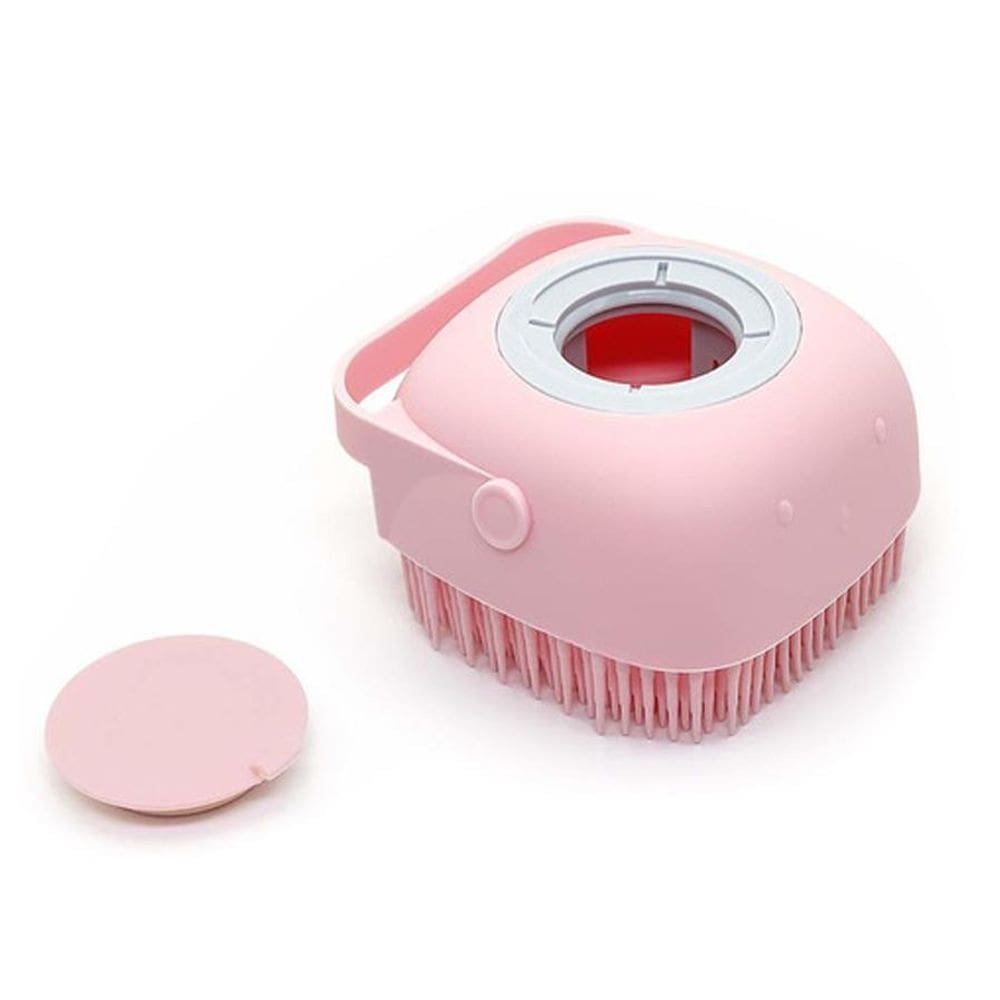 Esponja De Silicone Dispenser Sabonete Adultos E Pets Rosa