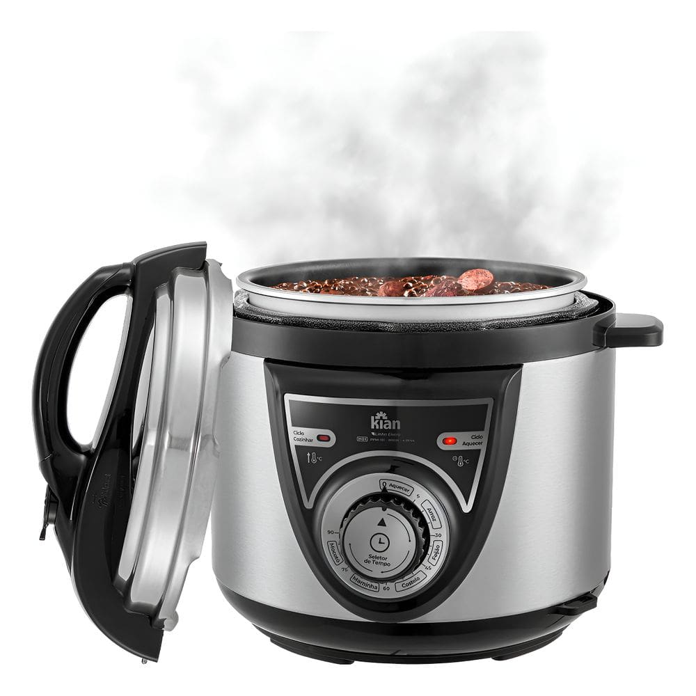 Panela de Pressão Elétrica Mecânica 4L 800w 50Hz Inox Kian 127v