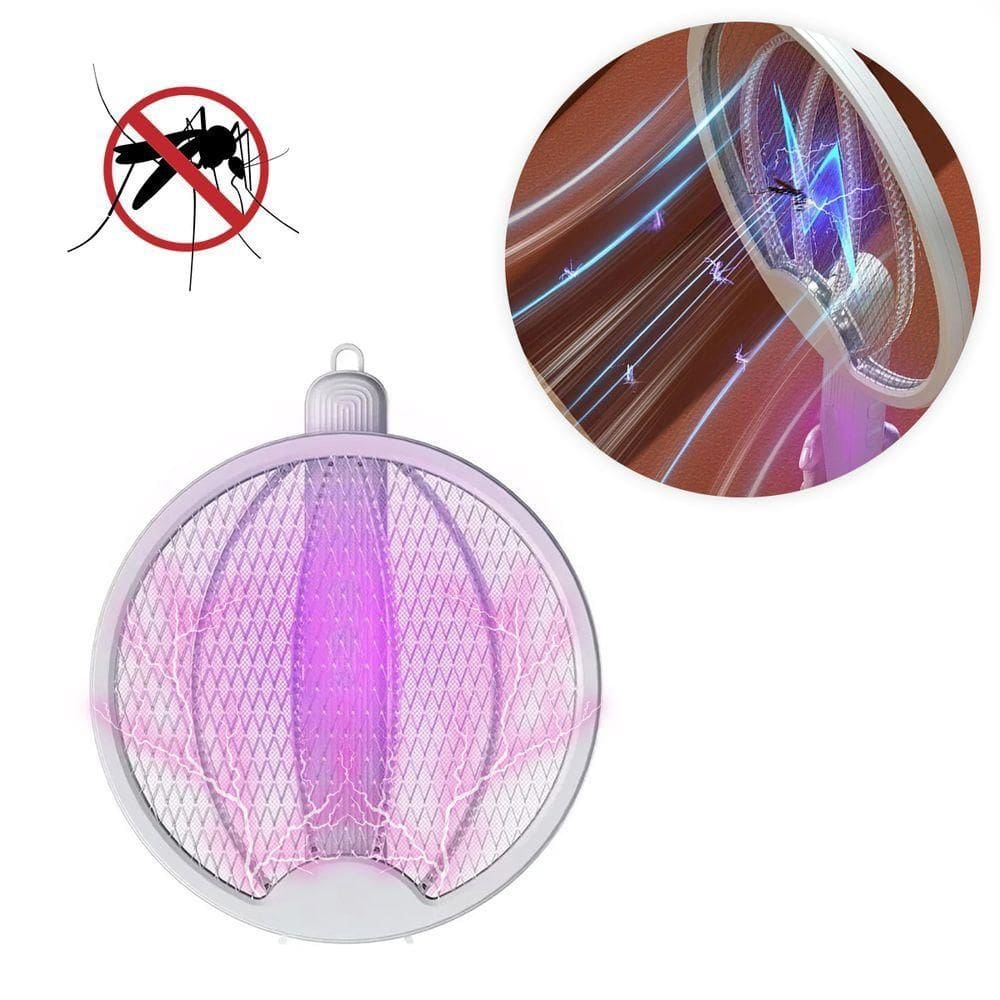 Raquete Elétrica Dobrável Mata Mosquito Repelente Usb Elimina Mosquitos Por Choque E Atrai Por Luz Uvbranco