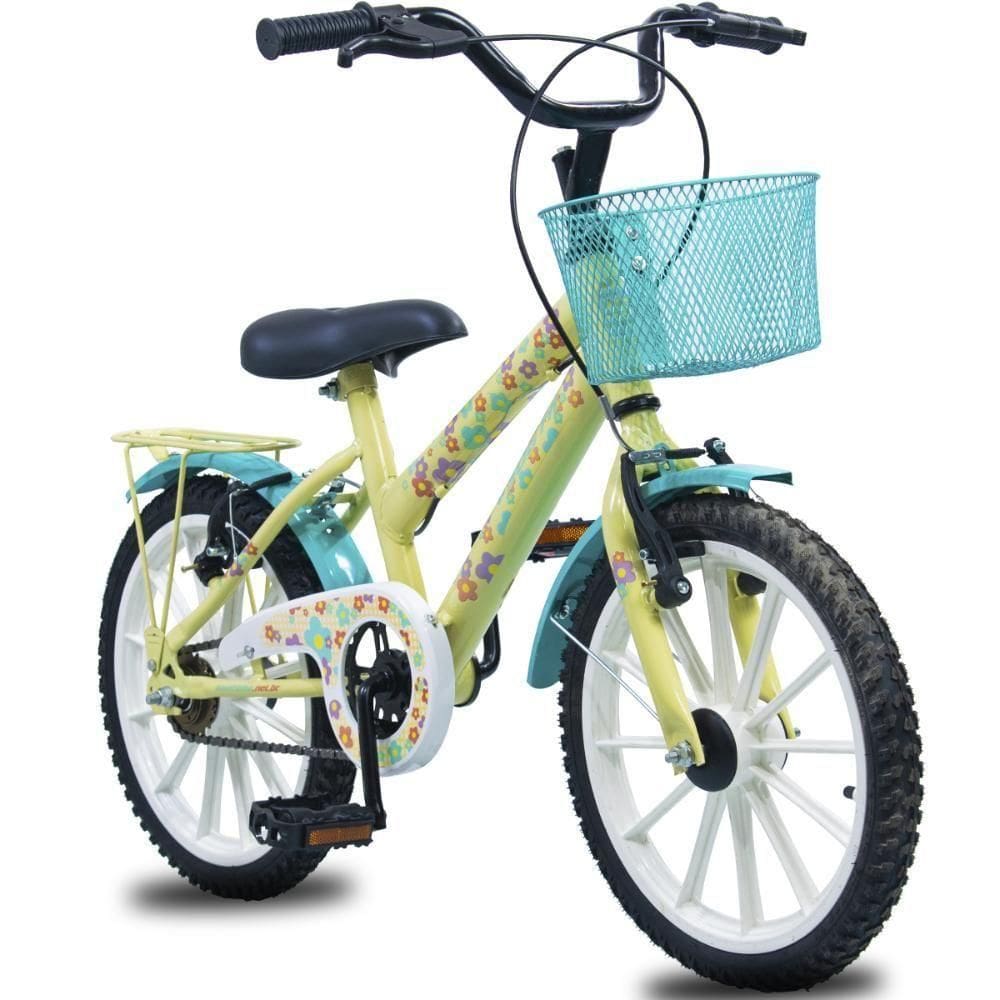 Bicicleta Infantil Aro 16 South Flower Cesto E Paralama Meninas V-brake - Bege - único Bege
