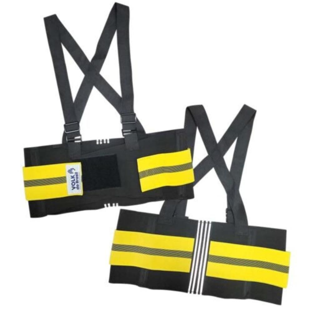 Cinta Ergonômica Abdominal Yellow Belt Com faixa Refletiva EPI Proteção Lombar Volk