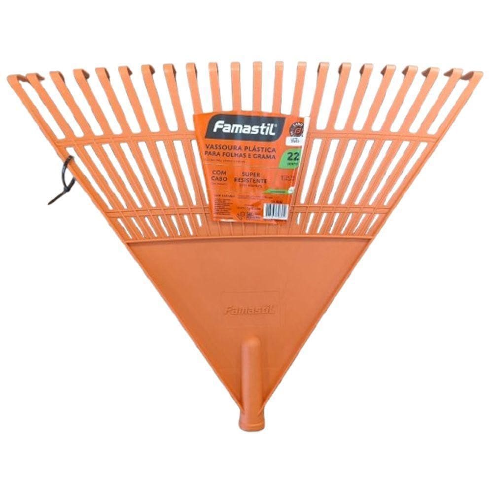 Vassoura Plástica Famastil Preto Para Folhas 22 Dentes