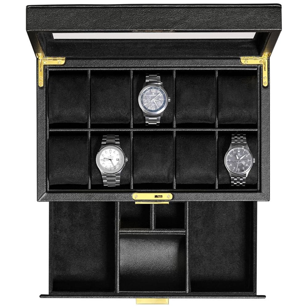 Caixa, Estojo para Relógios Protege e zena, 10 Lugares, ROTHWELL, Preto