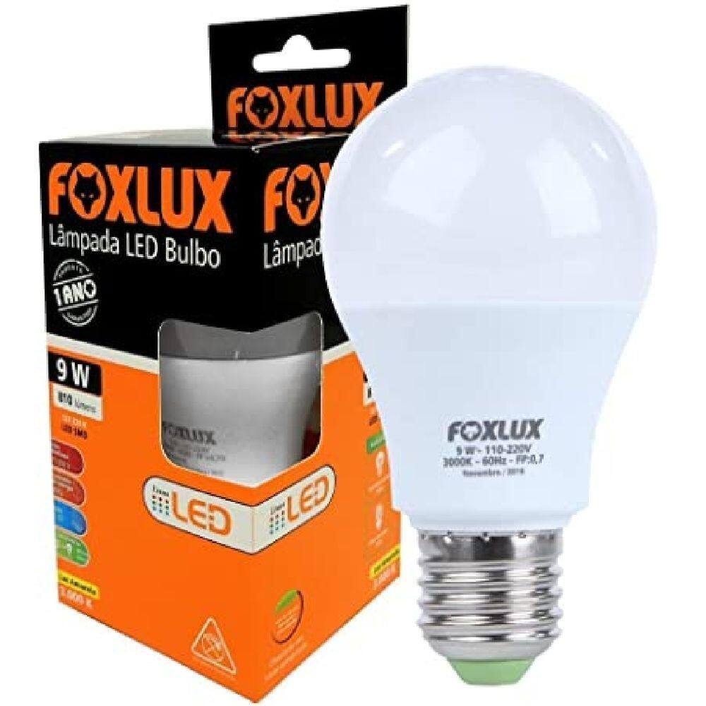 Lâmpada Led Bulbo Foxlux Com Base E-27 9w 3000k Bivolt