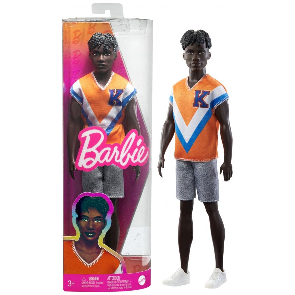 Barbie Fashionistas Ken com cabelo Preto Trançado e Roupa Atlética Completa