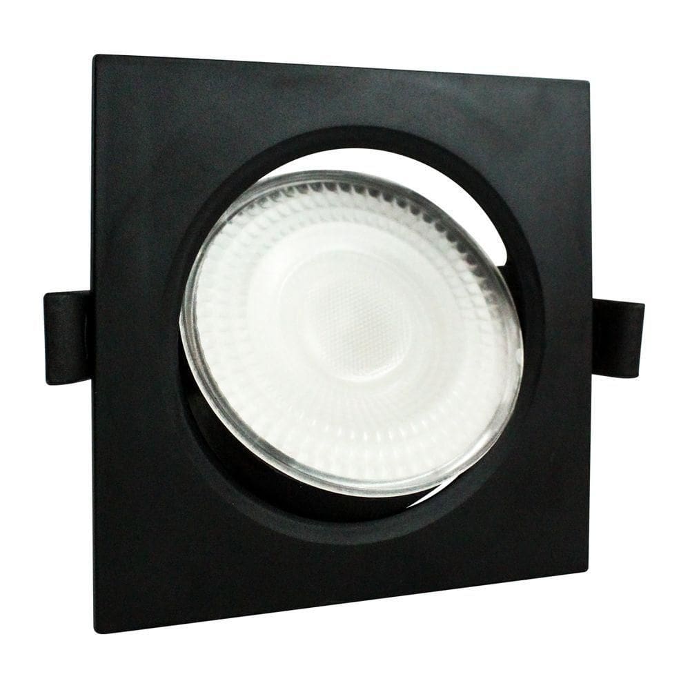 Spot Led Foxlux Quadrado Embutir 7w 3000k Bivolt Preto
