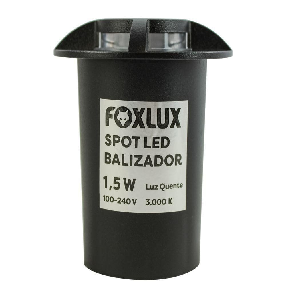 Spot Led Balizador Foxlux 1,5w 3000k 2 Fachos Preto