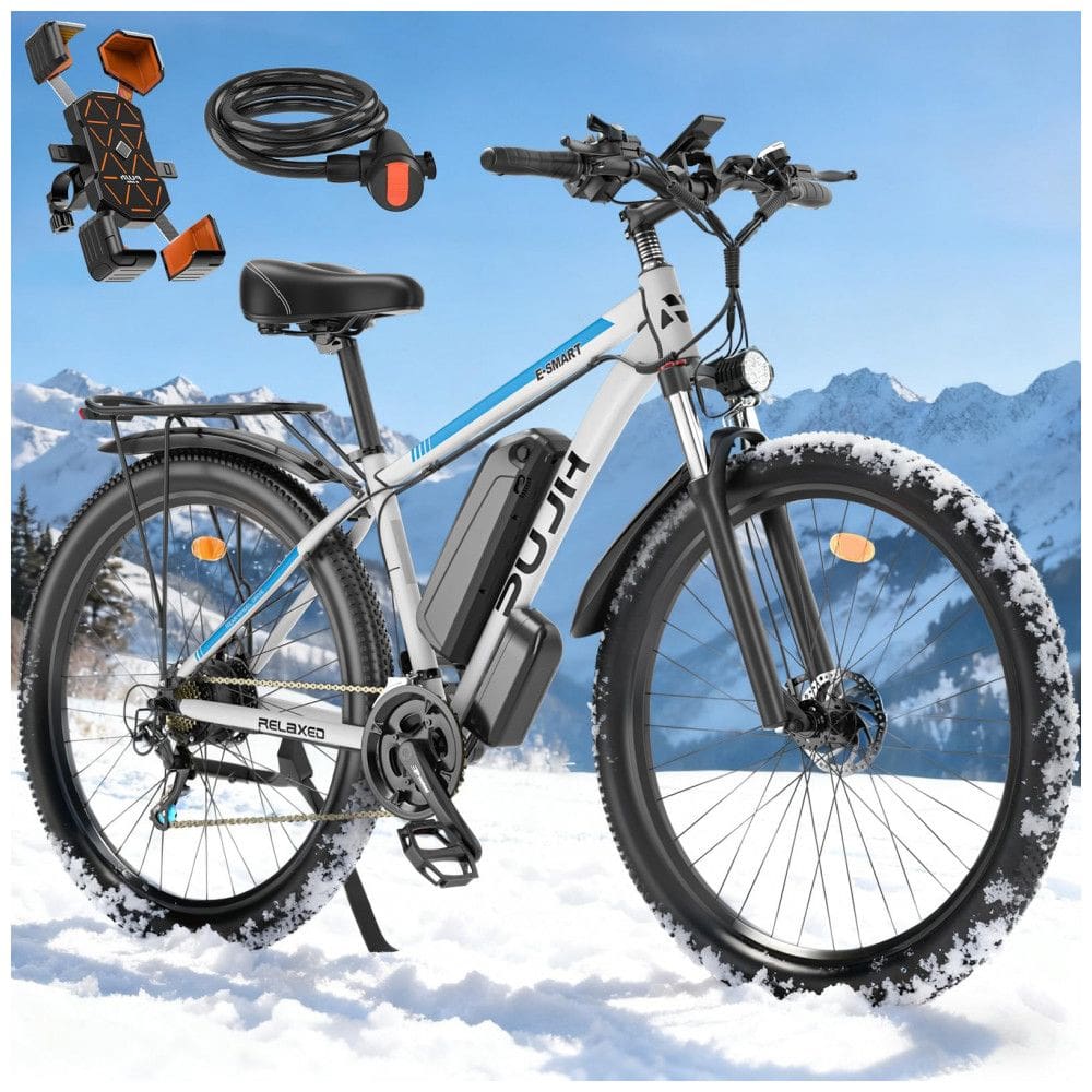 Bicicleta Elétrica PUJH para Adultos, Motor de 1500W, 48V 17.5Ah 840Wh, 29` Ebike Rápida, 32 mph 3080 Milhas, Suspensão Dianteira Freio