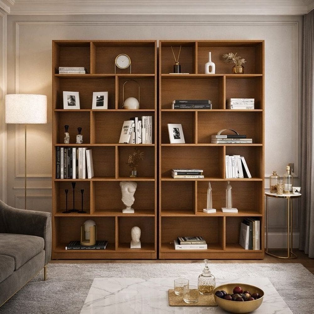 Estante para Livros 2 Unidades 24 Nichos Xangai Freijó