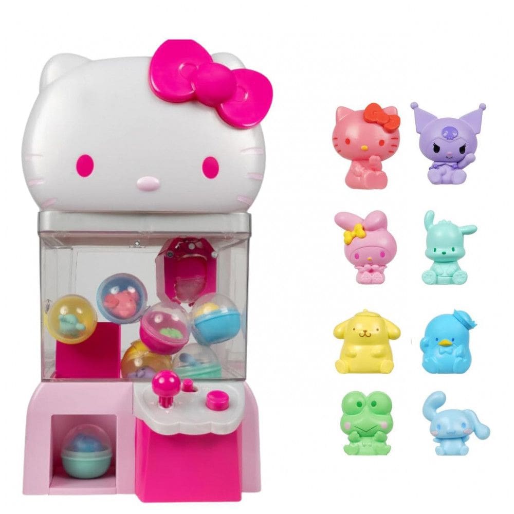 Máquina de Garra Hello Kitty Jazwares Rosa e Branca 12” com 8 Mini Figuras Colecionáveis – Produto Oficial Sanrio