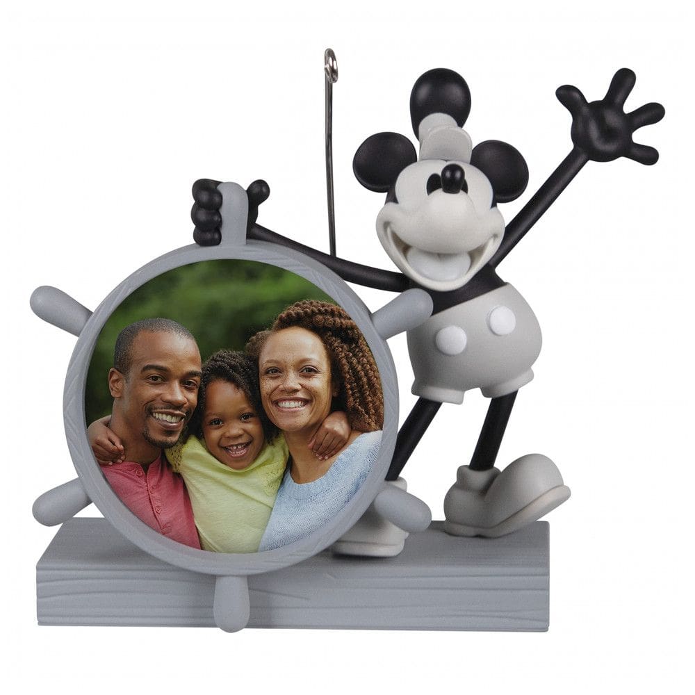 Enfeite de Natal Hallmark Keepsake Disney Mickey Mouse ”Ahoy, There!” Steamboat Willie 2022, Plástico 10x8,3x5,3 cm