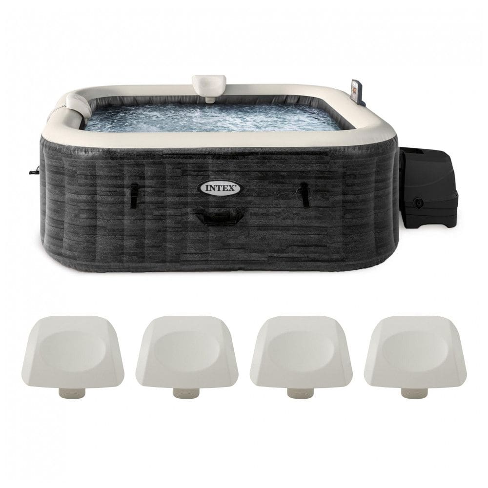 Spa Inflável Quadrado com 4 Apoios de Cabeça Macios, Intex 28451EP, Cinza