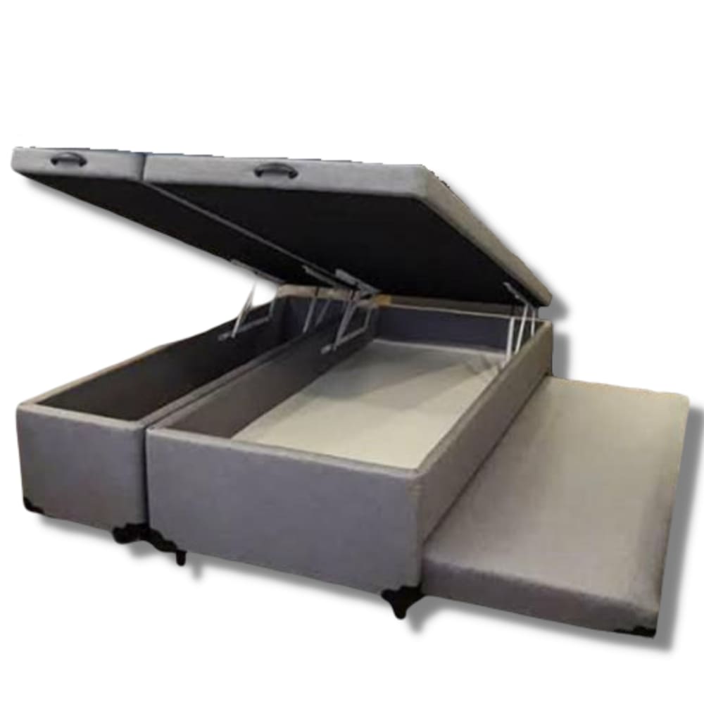 Cama Box Bau Queen Com Auxiliar Espuma Dupla Abertura Esquerda SUEDE 1,58x1,98x0,50