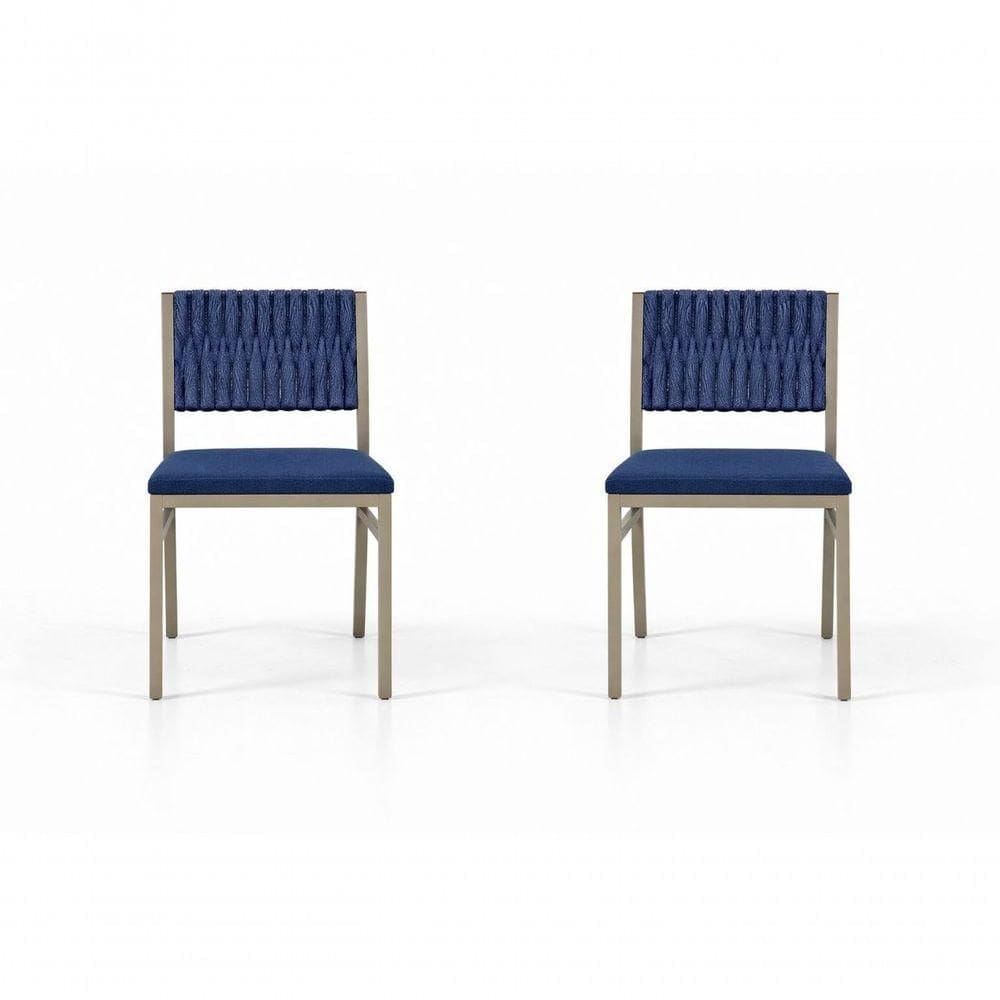 Kit 2 Cadeiras Externa Corda Náutica Azul Beg Milon Solare