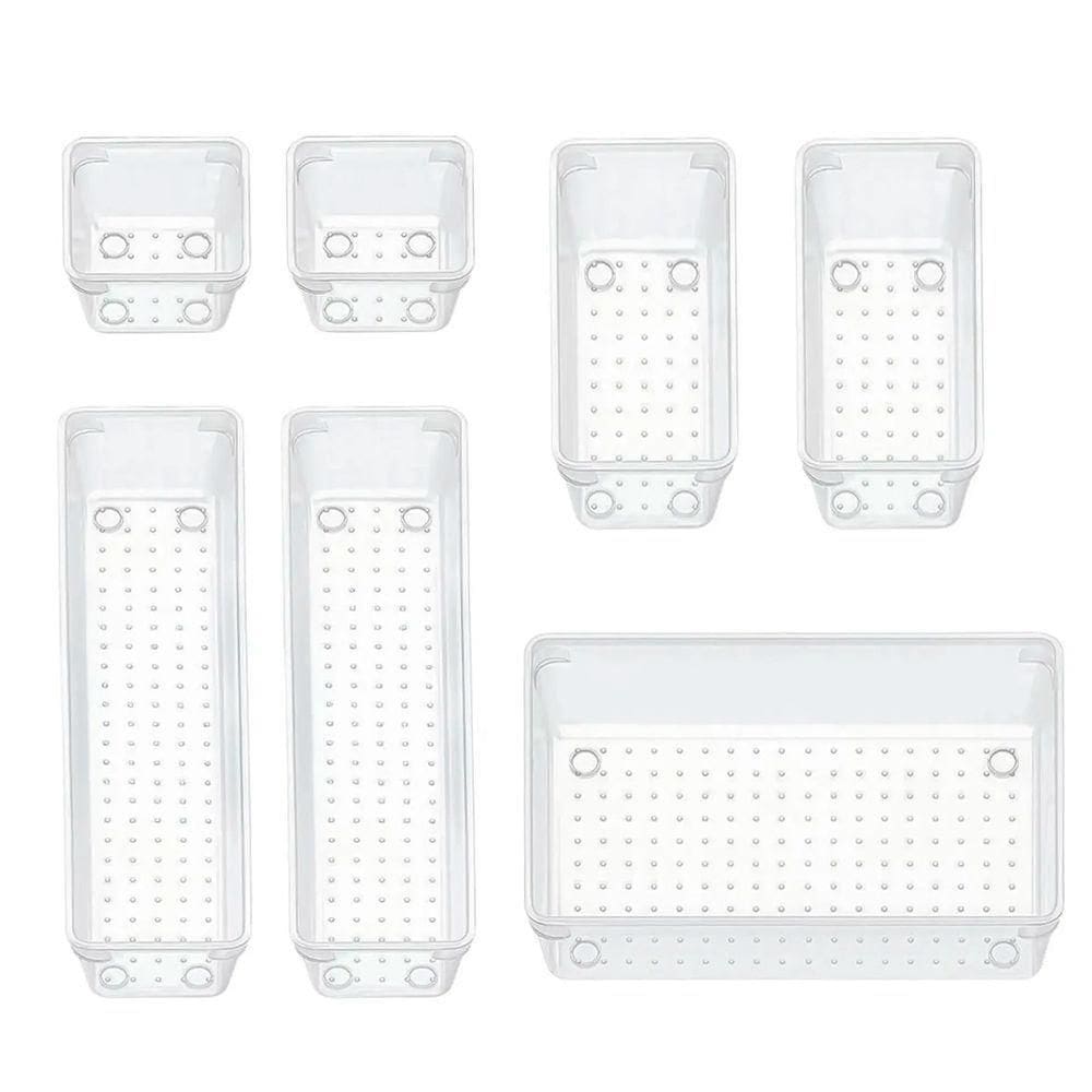 Conjunto De Organizadores Em Acrílico Transparente - Praticidade E Elegância Para Gavetas, Bancadas E Prateleiras