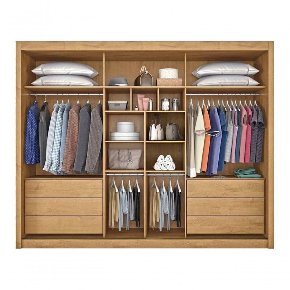 Guarda Roupa Casal 6 Gavetas Com Espelho - Bragança Europa