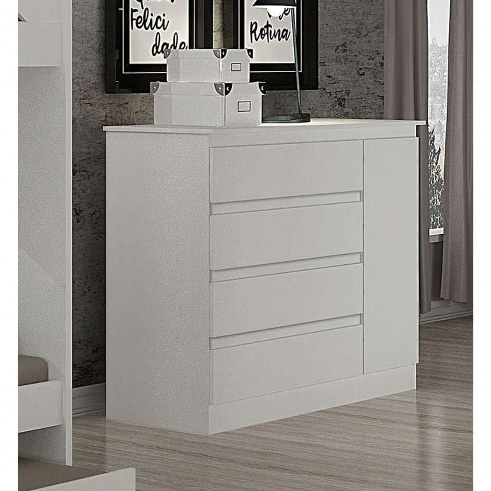 Cômoda Para Quarto Com Sapateira 4 Gavetas - 045-neve - Star Móveis