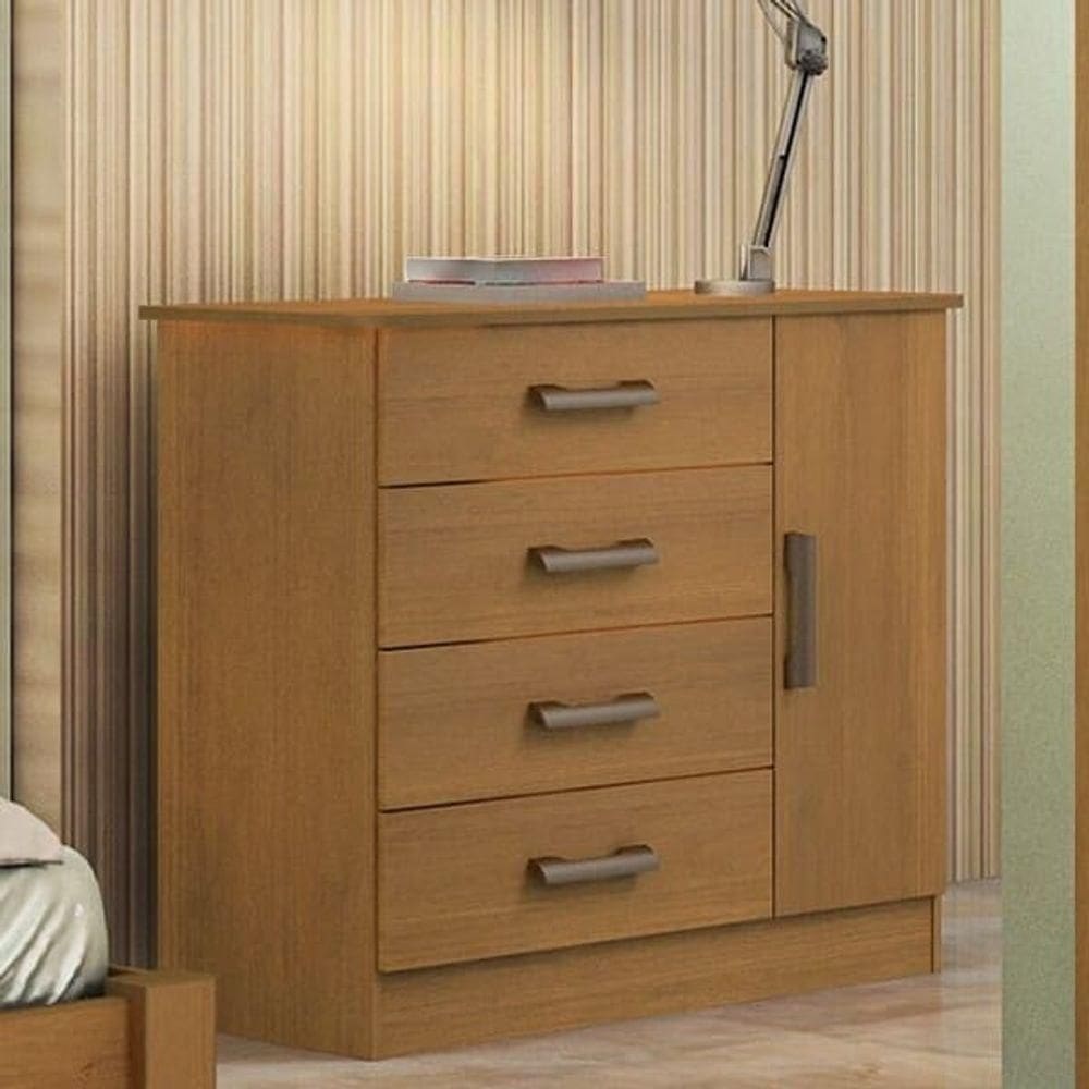 Cômoda Para Quarto 1 Porta 4 Gavetas - Firenze-cinamomo - Móveis D`doro