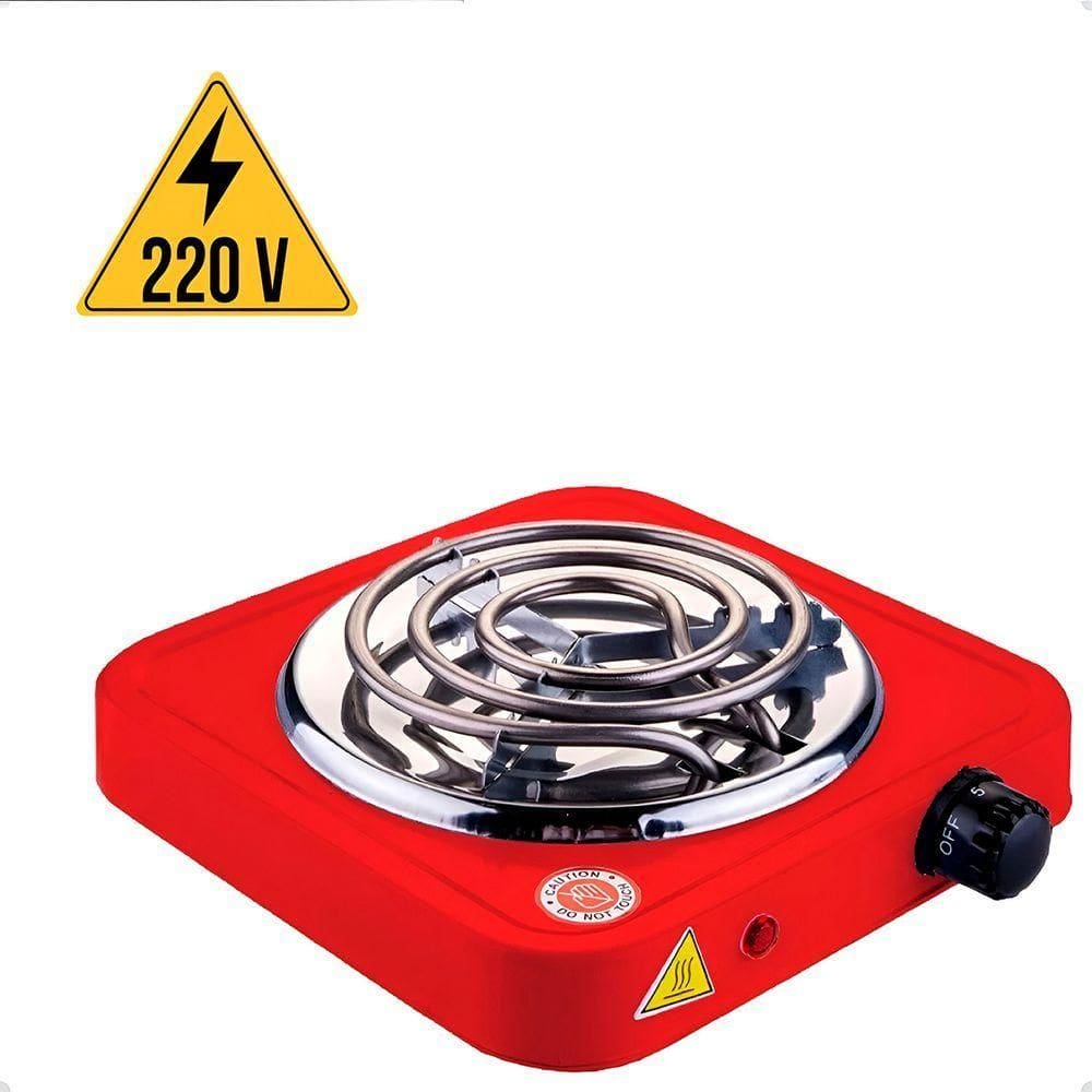 Fogão Fogareiro Elétrico Portátil 220V 1 Boca Compacto, Prático E Para Cozinhar Em Qualquer Lugar - vermelho
