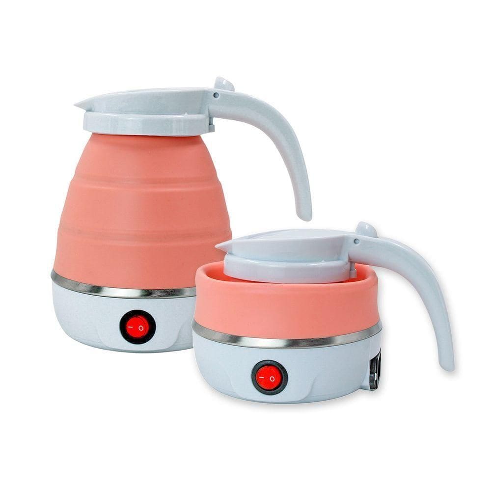 Chaleira Eletrica Dobravel Jarra Bule Silicone 600w 110V 600ml Portatil - rosa