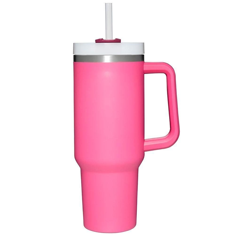 Copo Térmico Estilo Quencher 1200ml Inox Portátil Canudo rosa
