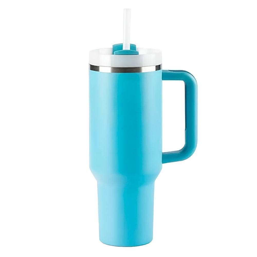 Copo Térmico Estilo Quencher 1200ml Inox Portátil Canudo azul Bebê