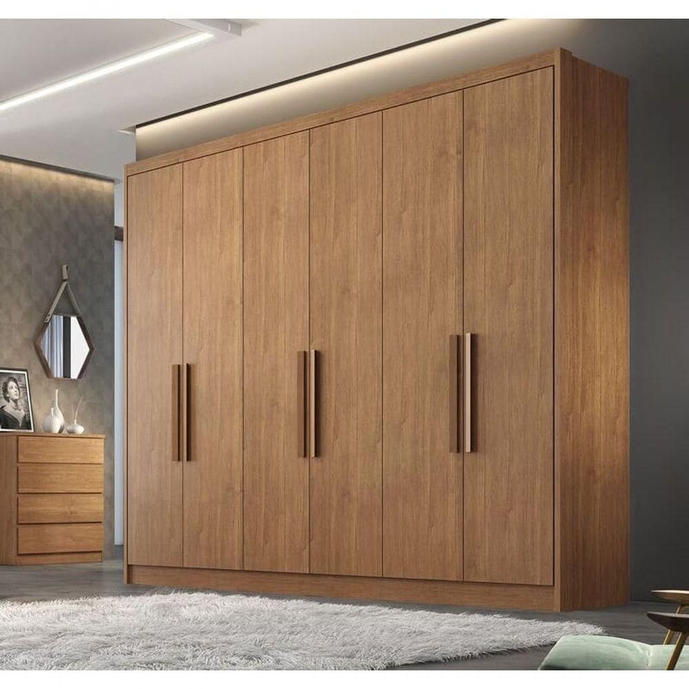 Guarda Roupa Casal 100% Mdf 6 Portas 6 Gavetas - Linea-cumaru - Móveis Horizonte