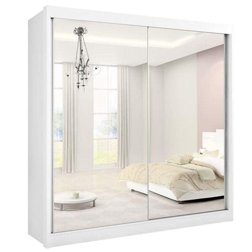 Guarda Roupa Casal Espelhado 2 Portas 6 Gavetas - Las Vegas-branco - Móveis D`doro