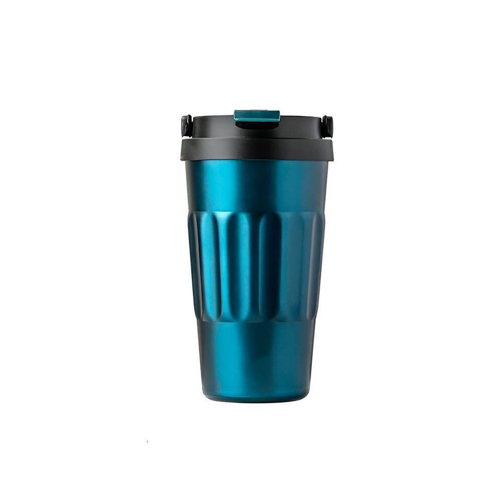 Copo Térmico Aço Inox 500ml Metalizado Café Suco Chá - Mantém Bebidas Quentes Ou Frias Por Horas azul