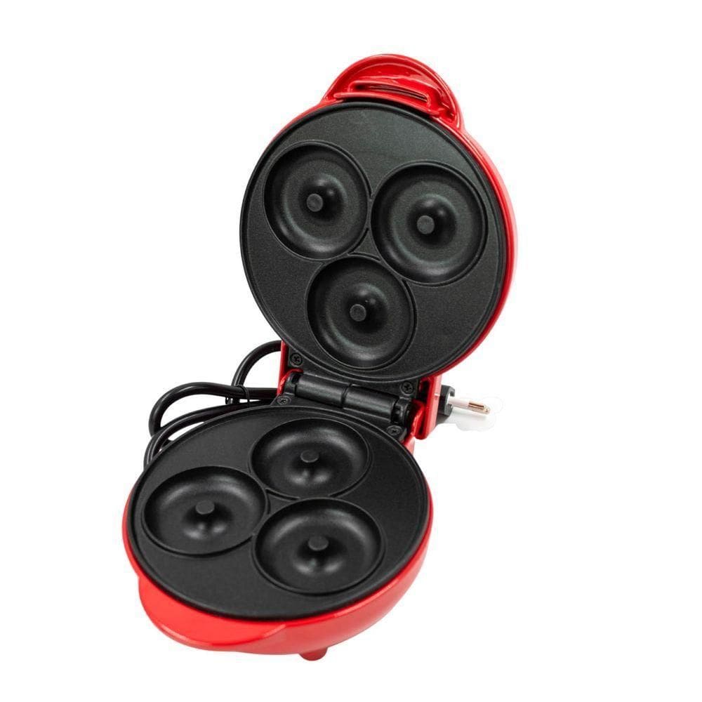 Mini Maquina Forma Elétrica Retro De Fazer Waffles Donuts Rosquinhas 110V - preto