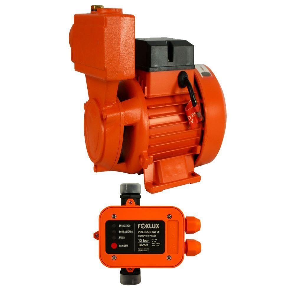 Kit Bomba D`água Autoaspirante + Pressostato Foxlux 1cv Biv
